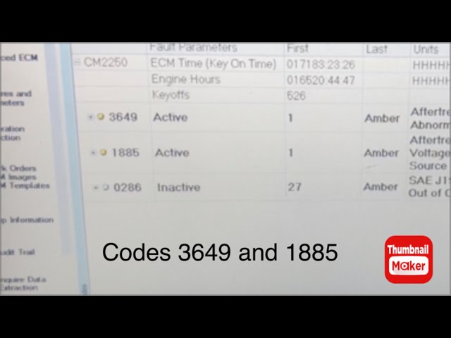 Cummins isb 6.7 codes 3649,1885