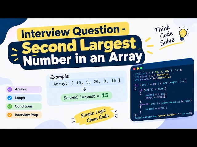 Second Largest Number in an Array | Interview Question | Array Coding Question for SDET