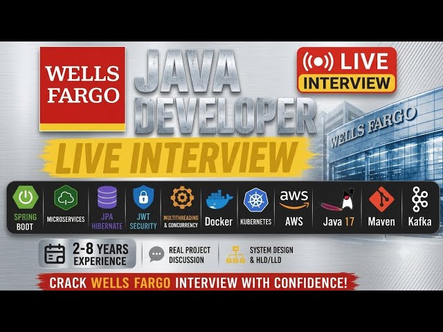 🔥 Wells Fargo Java Developer LIVE Interview | Spring Boot | Microservices | JPA | SQL | Git | Oracle