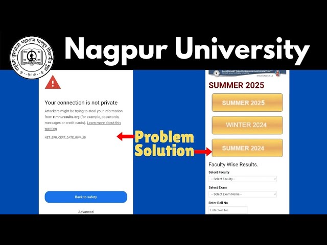 Your connection is not private problem for showing rtmnu nagpur university result website