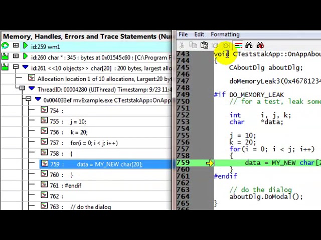Memory Validator, detecting memory leaks while an application running, using watermarks