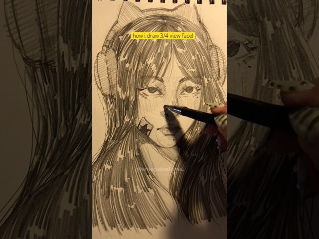 how “I” draw 3/4 view face #tutorials #drawface #art #drawing #drawingtechniques