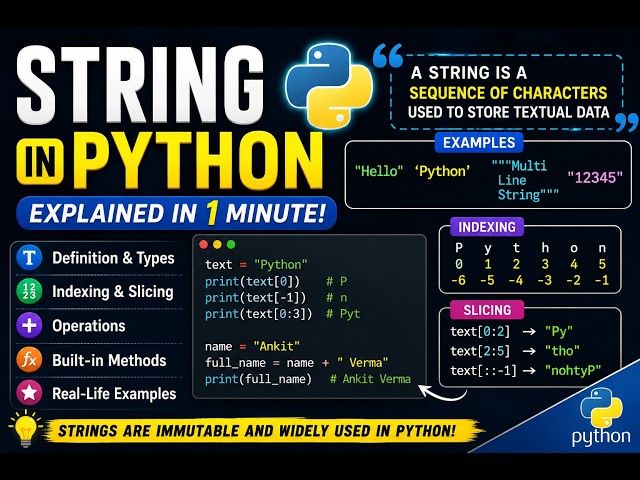 String in Python Explained | Definition, Indexing, Slicing & Methods | Python for Beginners