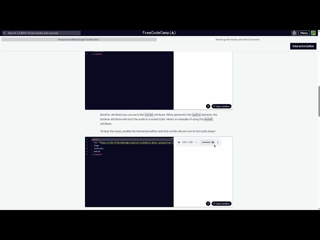 Learn with me Eps 12 Free code camp video and audio elements