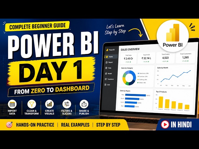 Power BI Tutorial | Beginners | Day 1 | Learn Power BI from Scratch | Complete Course 2026 #powerbi
