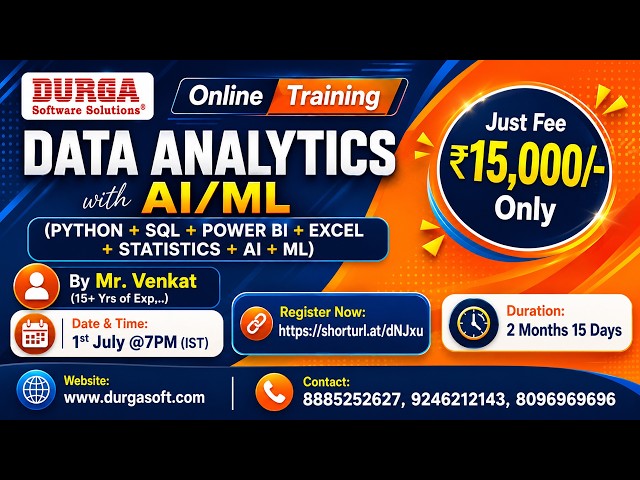 DATA ANALYTICS with AI/ML Online Training @ DURGASOFT