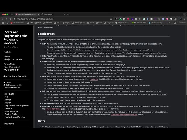 Screen Recording 2025 03 11  - about Project 1 for CS50’s Web Programming with Python and JavaScript