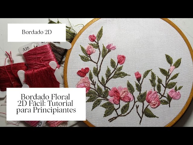 2D Floral Embroidery 🌸 Step-by-Step Tutorial for Beginners | Romantic Design with Roses and Leaves.