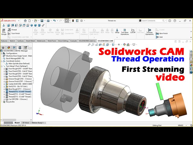 CNC thread operation#02 in Solidworks CAM | My first streaming tutorial | Solidworks CAM tutorial