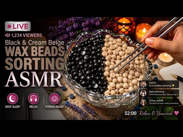 Live 🖤🤎 Wax Beads Sorting ASMR | Black & Beige Beads | Satisfying No Talking