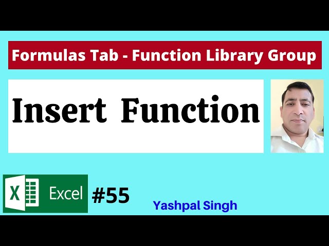Insert Function in Function Library Group in Formulas Tab  | MS Excel  | | Hindi |