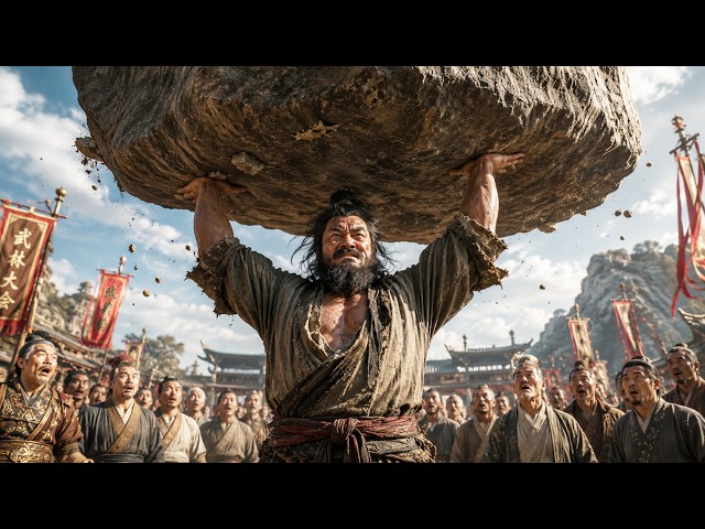 眾人嘲笑的鬍子大漢不簡單，竟徒手舉起千噸巨石，全場傻眼！#jackiechan #kungfu #hollywoodmovies
