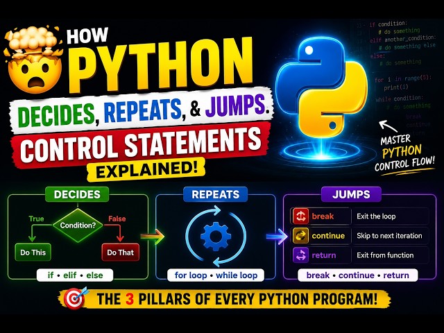 🤯 How Python Decides, Repeats, and Jumps: Control Statements Explained
