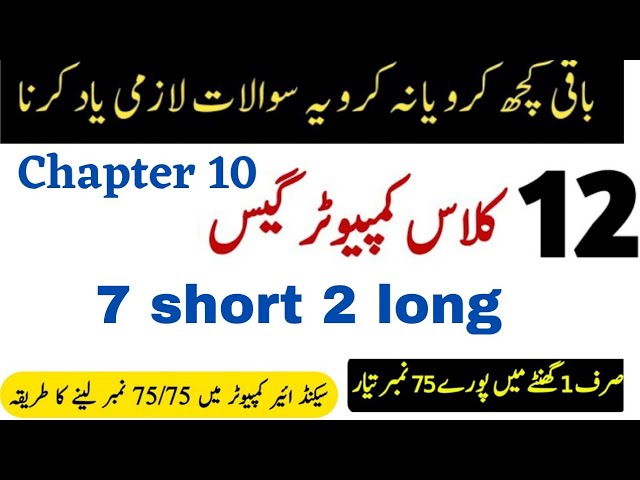12th class computer chp 10 most important important Short & long Questions guess 2023
