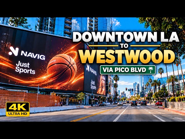 Downtown LA to Westwood UCLA via Pico Blvd | Los Angeles Driving Tour 4K