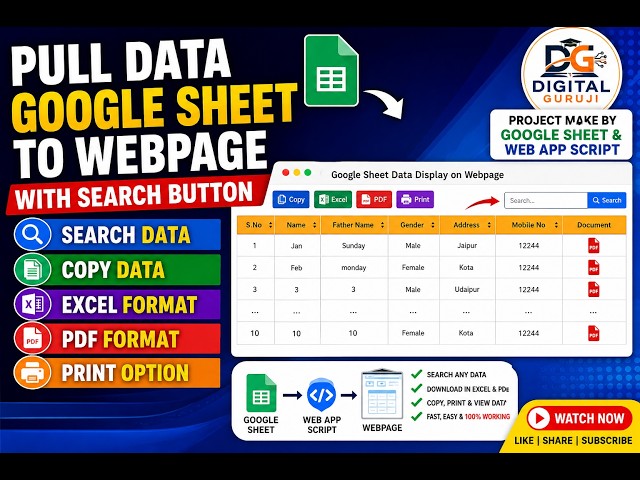 Pull Google Sheet Data to Web Page with Search Button | Google Apps Script Web App