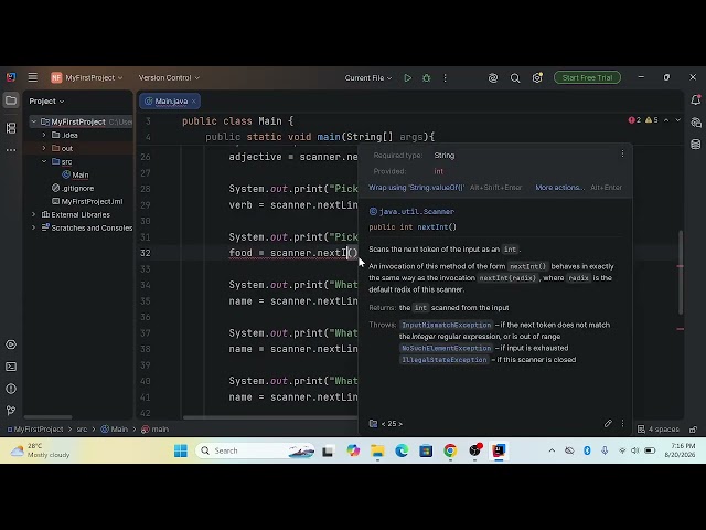 MY JAVA FIRST EASY JAVA PROJECT