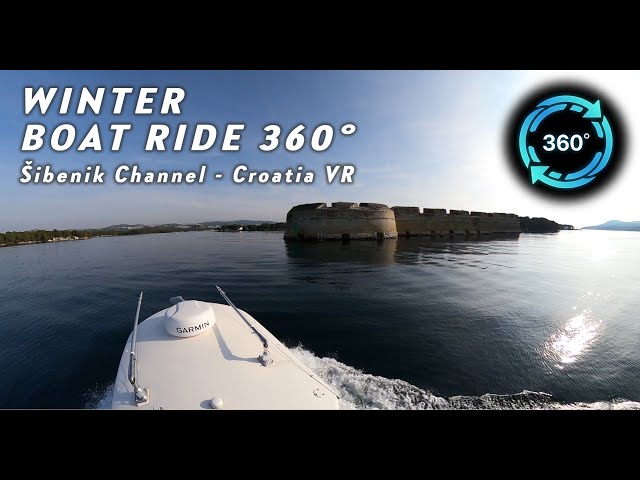 Зимняя поездка на катере по каналу Св. Анте – Шибеник, Хорватия 360° VR | Tribunj → Marina Mandalina