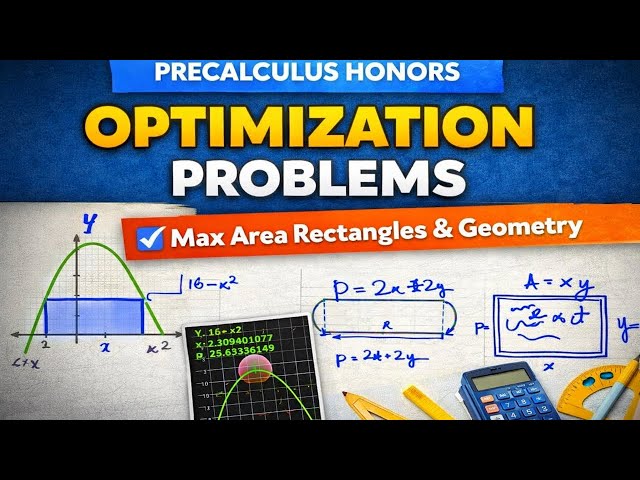Precalculus Honors Optimization Problems | Max Area Rectangles & Geometry