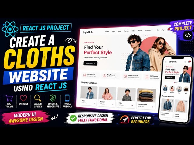 👕 Clothing Website Using React.js | Build a Modern Fashion E-Commerce Website | Complete Project