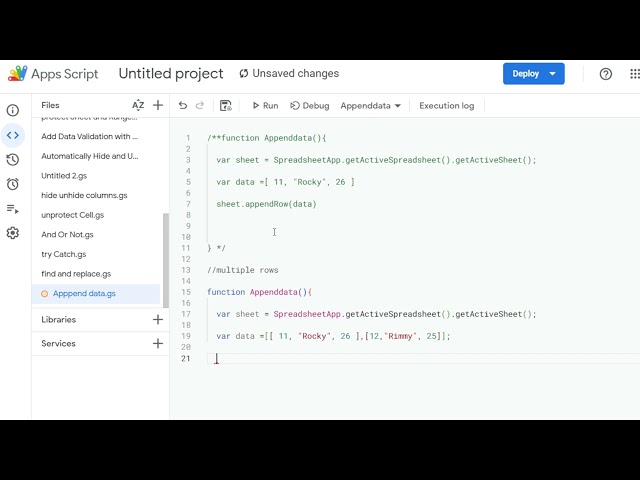 Google Apps Script Course 40 : Append data