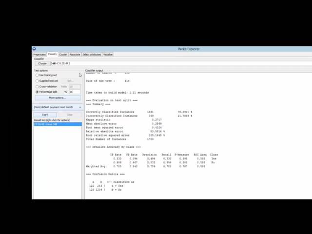 WEKA Tutorial Video - Decision Trees - Classification Model