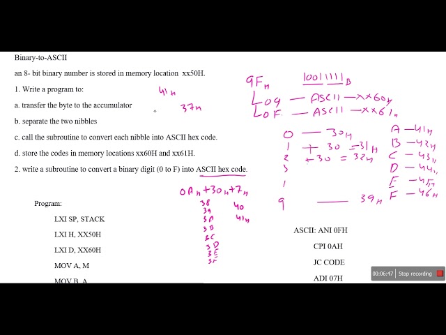 Binary to ASCII code conversion (Goankar example)