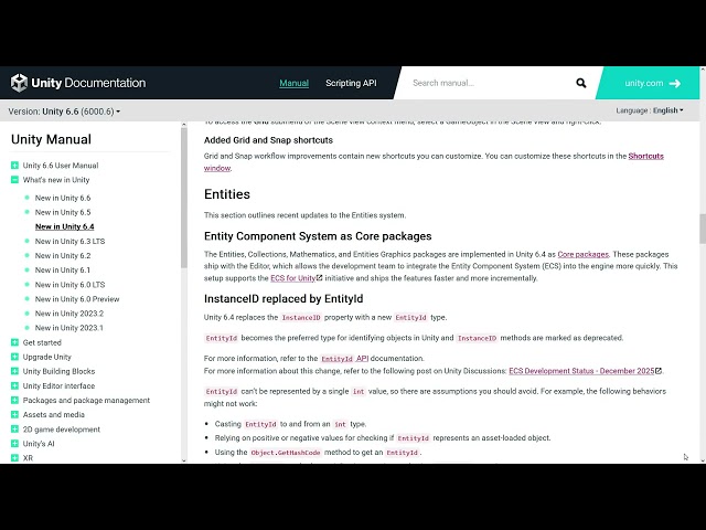 New In Unity 6.4: Added Grid and Snap shortcuts