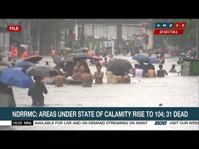 NDRRMC: Las zonas en estado de calamidad aumentan a 104; 31 muertos | ANC