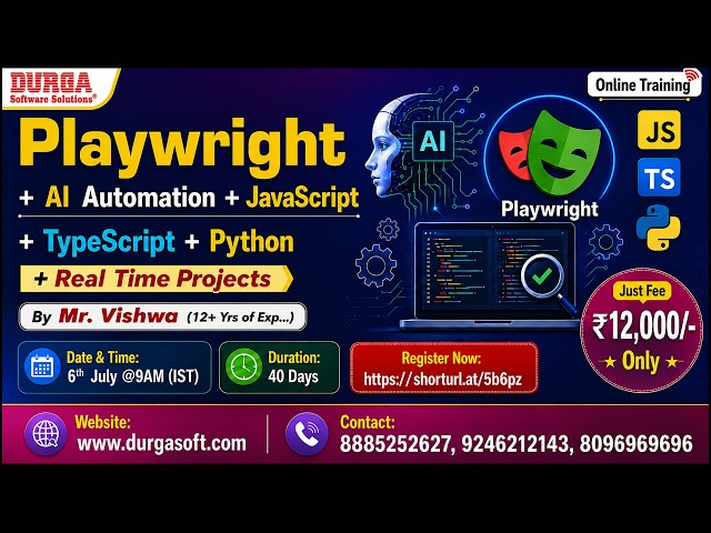 Playwright + AI Automation + JavaScript + TypeScript + Python Online Training @ DURGASOFT