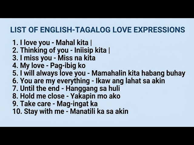 TAGALOG "LOVE" EXPRESSIONS TRANSLATED IN ENGLISH 