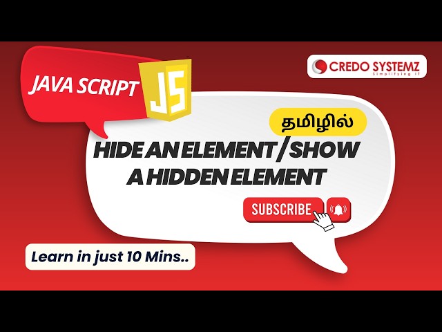 JavaScript Tutorial for Beginners | DOM in Tamil | Hide & Show Elements #tutorial #javascript #it
