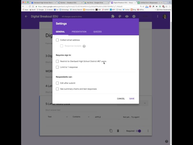 Using Google Forms with Data Validation for Digital BreakoutEDU