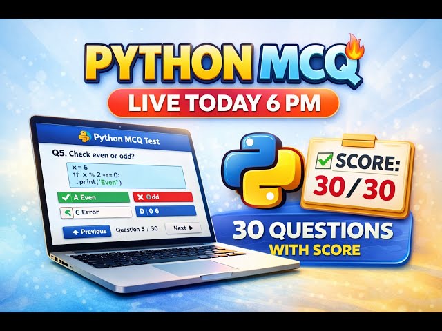 Python MCQ Test LIVE 🔥 | 30 MCQs Explained |