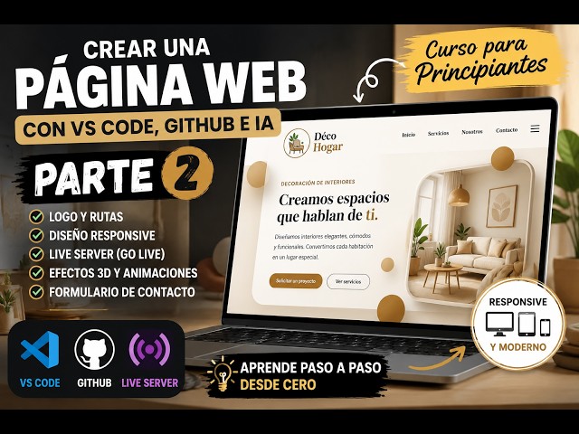 Crear una página web con VS Code, GitHub e IA – Parte 2: logo, diseño responsive y Live Server