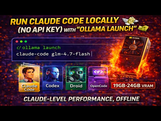 Run Claude Code Locally (No API Key) with "Ollama Launch" 💸