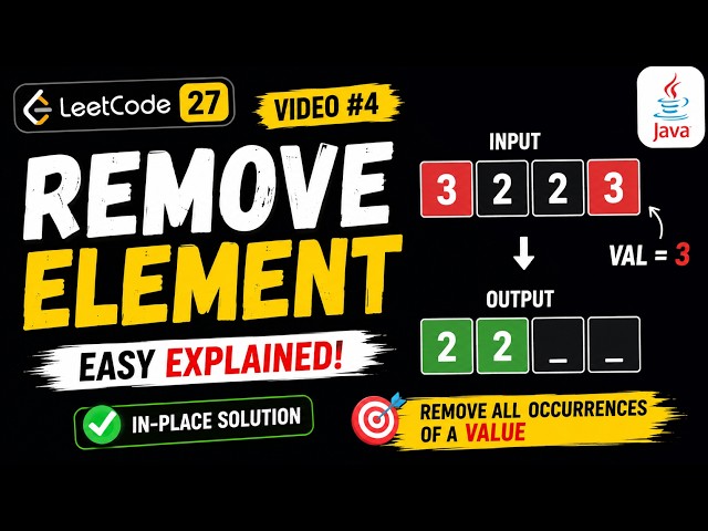 Video #4: LeetCode 27 Remove Element | Java Solution