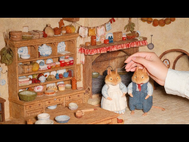 Wool Felting for Stop Motion | BTS | ASMR（kitchen,fireplace,dining table,clutter ）