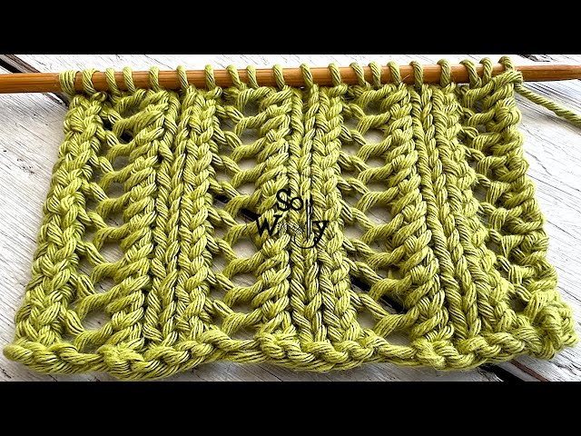 How to knit an easy Two-row Repeat Lace stitch pattern - So Woolly