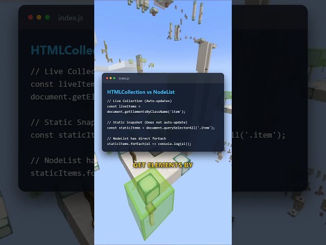 Live HTMLCollection vs Static NodeList in JS Explained ⚡ #Shorts