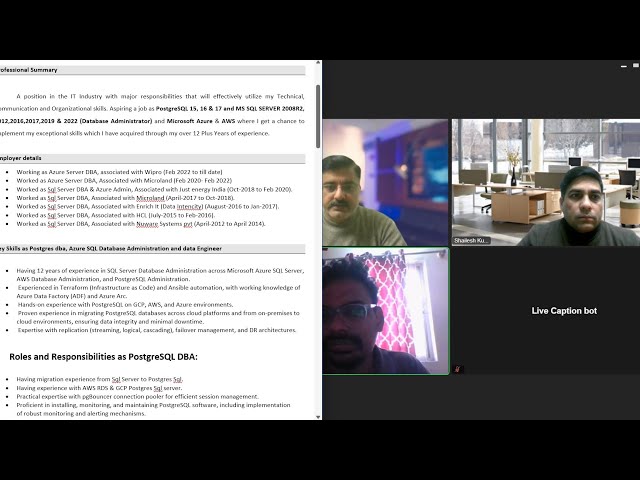 12 years experience dba technical interview question #postgresql n #sqlserver DBA L2 