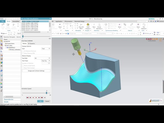 NX CAM Tutorial #3 | 5 Axis Variable Streamline With Control Interpolate Vector Tool Axis