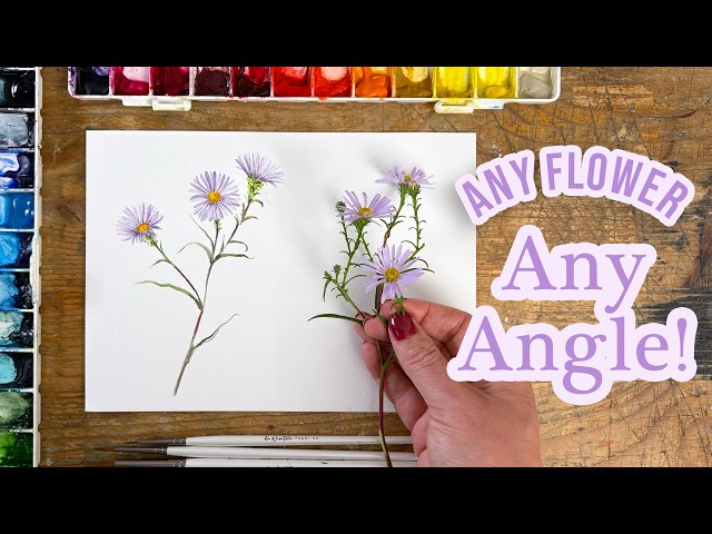 How to Paint Any Flower from Any Angle | Watercolour Asters Tutorial