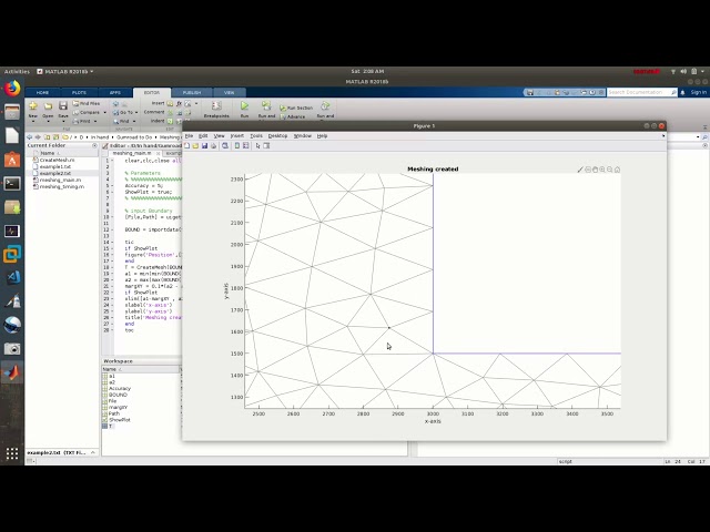 Create triangular meshing to any 2D surface using Matlab