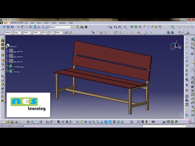 CATIA V5/V6 Tutorial | Bench Design Step By Step *NEW*