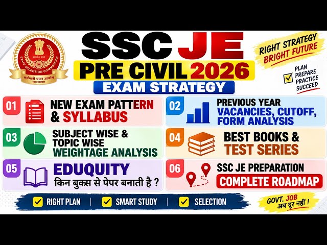 SSC JE PRE CIVIL 2026 STRATEGY New Pattern, Syllabus, Cutoff, Weightage Best Books EDUQUITY Q Source