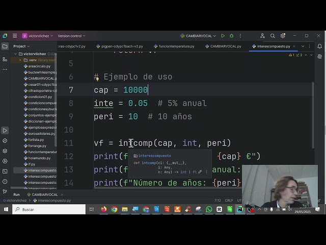 Funciones en Python Interés Compuesto Economía Pycharm TIC 1BACH IES Monterroso