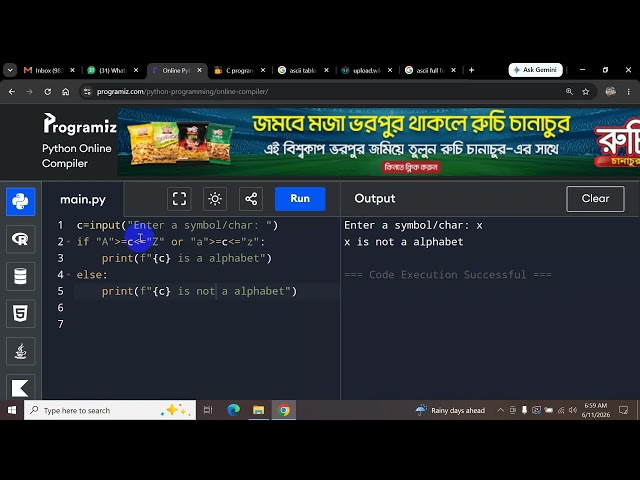 ASCII and nested condition shorthand nested condition in python