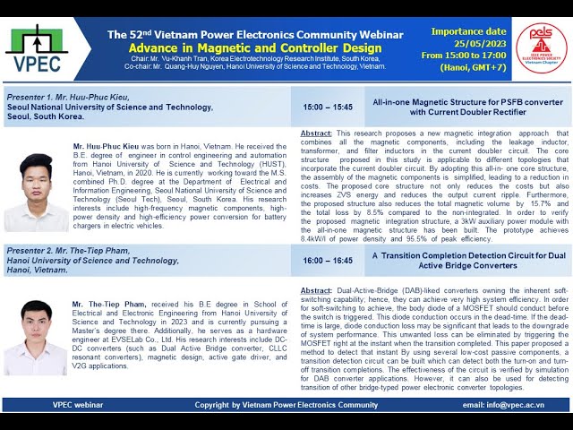 webinar 52th #1: All-in-one Magnetic Structure for PSFB converter with Current Doubler Rectifier
