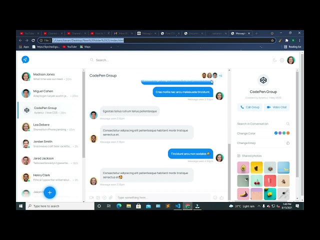 Messaging App UI with Dark Mode